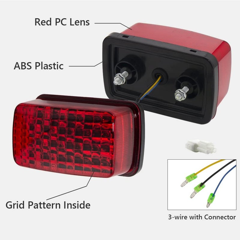 KICRY ATV LED Tail Light Aftermarket Taillight 5KM-8472C-10-00 Compatible with Yamaha Rhino Kodiak Grizzly Big Bear Bruin Wolverine Viking (Red Lens) - Image 4